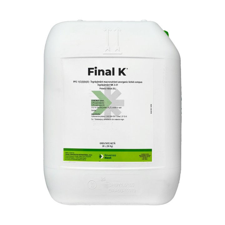 FINAL K® - Ingrasamant Foliar, Potasiu (K), Azot (N), Vitana - 20 Litri
