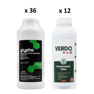 Pachet SMART-MIX 266 - Erbicid total GLYPHO 1 L (x36) + VERDOMAX 1 L (x12)