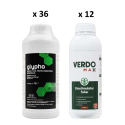 Pachet SMART-MIX 266 - Erbicid total GLYPHO 1 L, Sharda (x 36 buc) + Biostimulator VERDOMAX 1 L (x 12 buc)