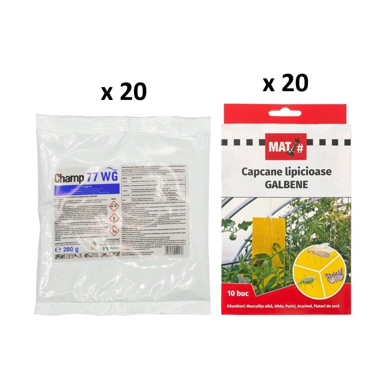 Pachet SMART-MIX 270 - CHAMP 77 WG 200 g (x 20) + Capcane galbene MAT (x 20 seturi)