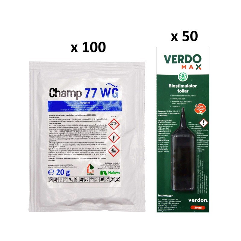 Pachet SMART-MIX 271 - CHAMP 77 WG, Nufarm, 20 g (x 100) + VERDOMAX 20 ml (x 50)