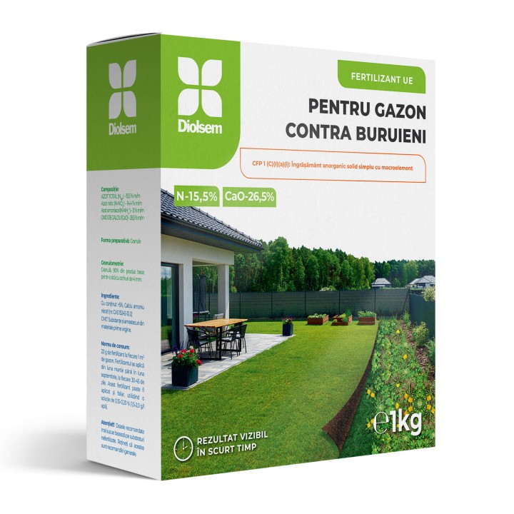Ingrasamant granulat pentru gazon contra buruieni - 1 kg, Diolsem