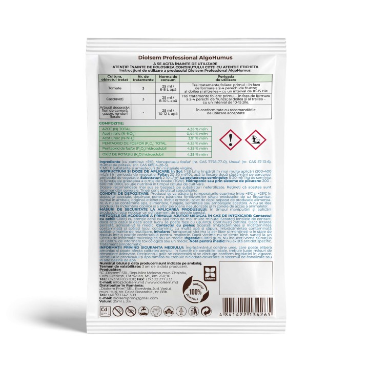 Ingrasamant Professional Algo Humus - 25 ml, Diolsem, Organic
