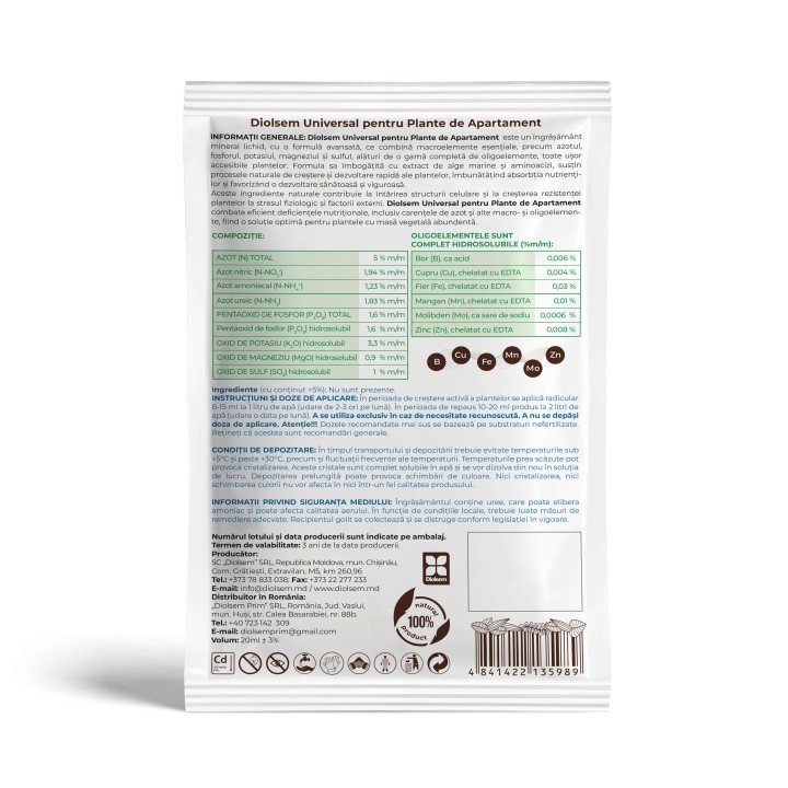 Ingrasamant Universal pentru Plante de apartament - 20 ml