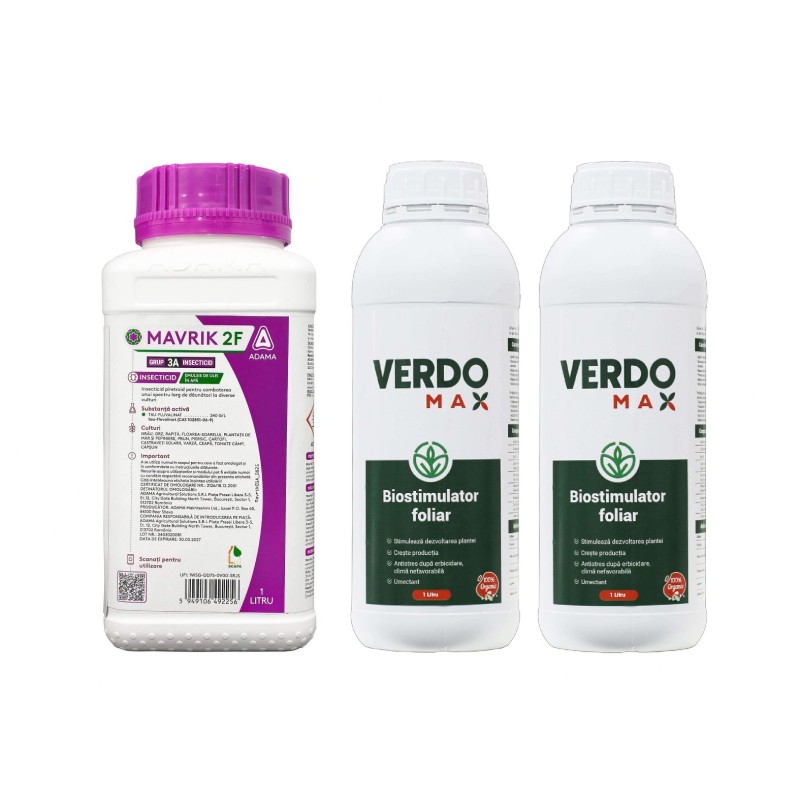 Pachet SMART-MIX 284 - Insecticid MAVRIK 2F, Adama 1 L + Biostimulator VERDOMAX 2 L