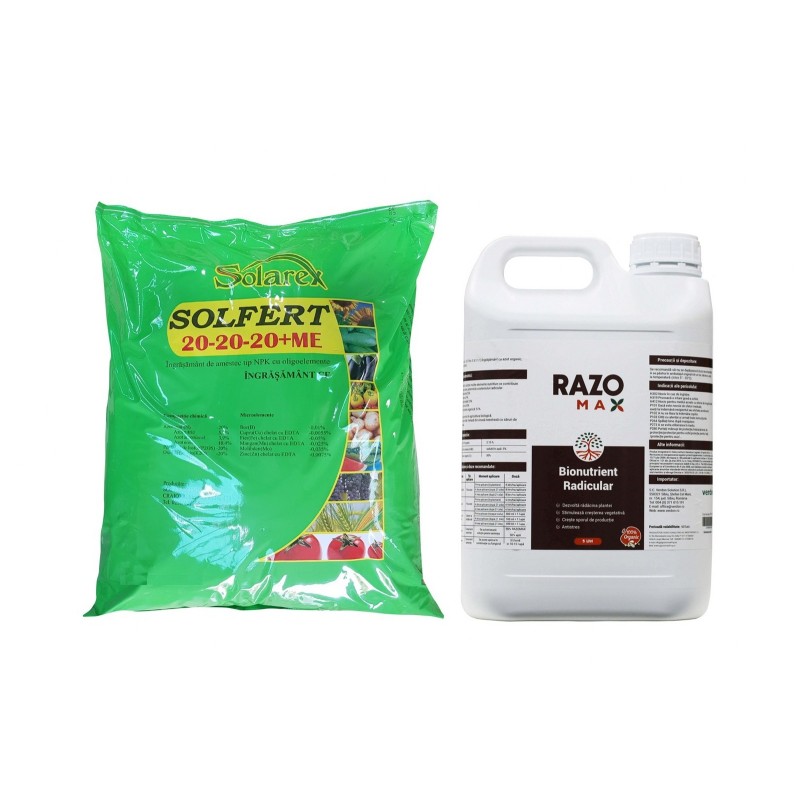Pachet SMART-MIX 291 - SOLFERT 20-20-20 + Me 20 kg + RAZOMAX PLUS® 5 L