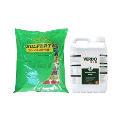 Pachet SMART-MIX 292 - Ingrasamant foliar SOLFERT 20-20-20 + Me 20 kg + Biostimulator VERDOMAX® 5 Litri