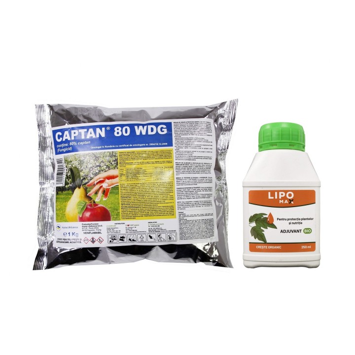 Pachet SMART-MIX 294 - CAPTAN 80 WDG 1 kg + Adjuvant Ecologic LIPOMAX® - 250 ml