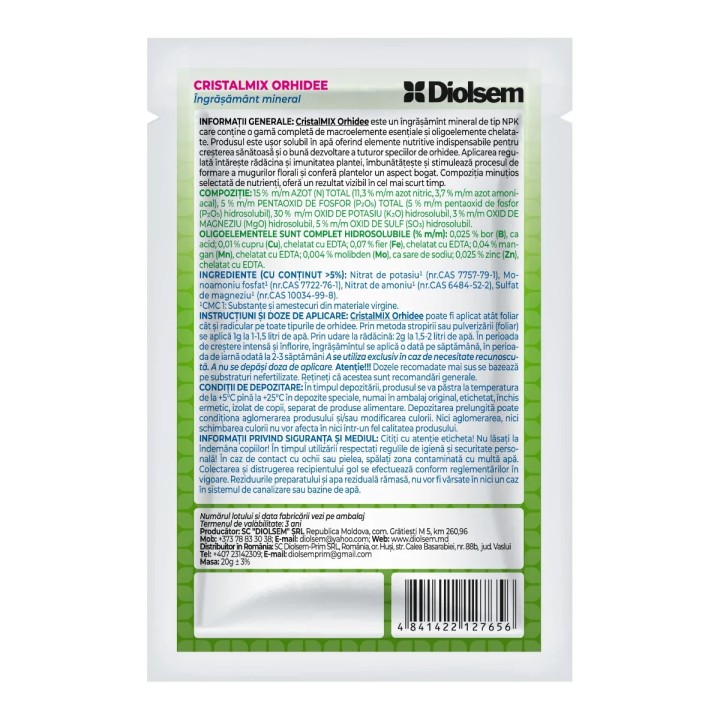 Ingrasamant hidrosolubil CristalMix Orhidee - 20 g, Diolsem