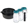 Pachet SMART-MIX 302 - Ceaun fonta VALHAL VH 6,1 Litri + Set 3 Borcane BORMIOLIO 1,5 Litri, cu Pompa si Capace vidare