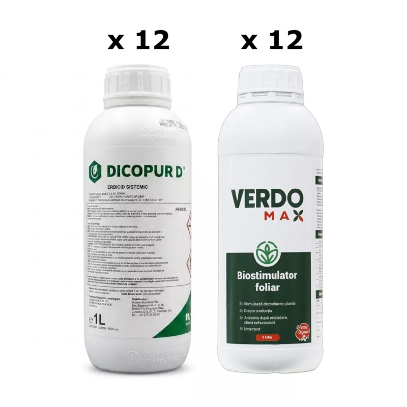 Pachet SMART-MIX 311 - Erbicid DICOPUR D 1 L (x 12) + VERDOMAX 1 L (x 12)