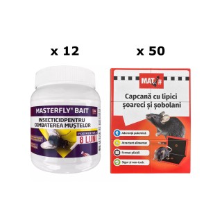 Pachet SMART-MIX 313 - Insecticid MASTERFLY® BAIT 125 g (x 12) + Capcane cu lipici tip Carte MAT (x 50)