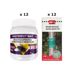 Pachet SMART-MIX 314 - Insecticid muste MASTERFLY® BAIT 125 g (x 12 buc) + Banda lipicioasa pentru pomi MAT (x 12 buc)