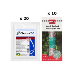 Pachet SMART-MIX 318 - Fungicid CHORUS 50 WG 45 g (x 20 buc) + Banda lipicioasa pomi MAT 14 cm x 5 m (x 10 buc)