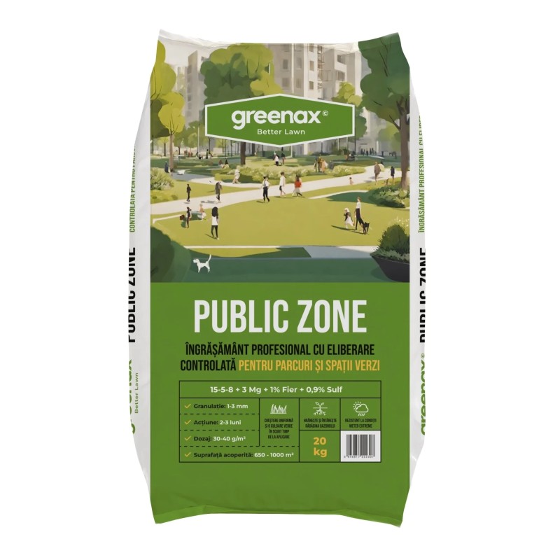 Ingrasamant gazon Greenax PUBLIC ZONE 15-5-8 all season - 20 kg