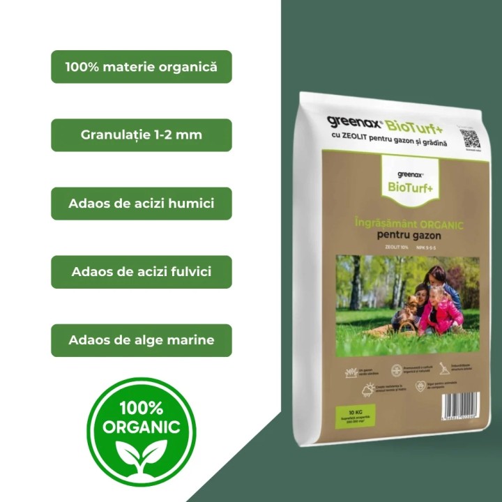 Ingrasamant organic gazon Greenax BioTurf+ - 10 kg