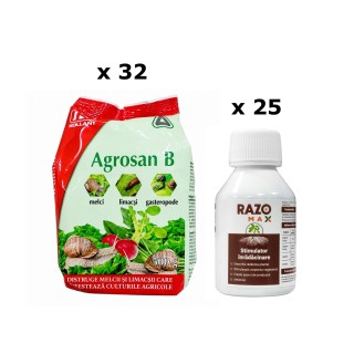 Pachet SMART-MIX 324 - Moluscocid AGROSAN B 500 g (x 32 buc) + RAZOMAX PLUS 100 ml (x 25 buc)