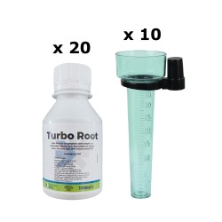 Pachet SMART-MIX 326 - Stimulator inradacinare TURBO ROOT 100 ml (x 20 buc) + Pluviometru gradat Horti A-Z 350 ml (x 10 buc)