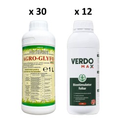 Pachet SMART-MIX 269 - Erbicid total AGRO GLYFO 1 L (x 30 buc) + Biostimulator VERDOMAX 1 L (x 12 buc)