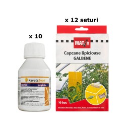 Pachet SMART-MIX 327 - Insecticid KARATE ZEON, Syngenta 100 ml (x 10 buc) + Capcane lipicioase galbene MAT (x 12 seturi)