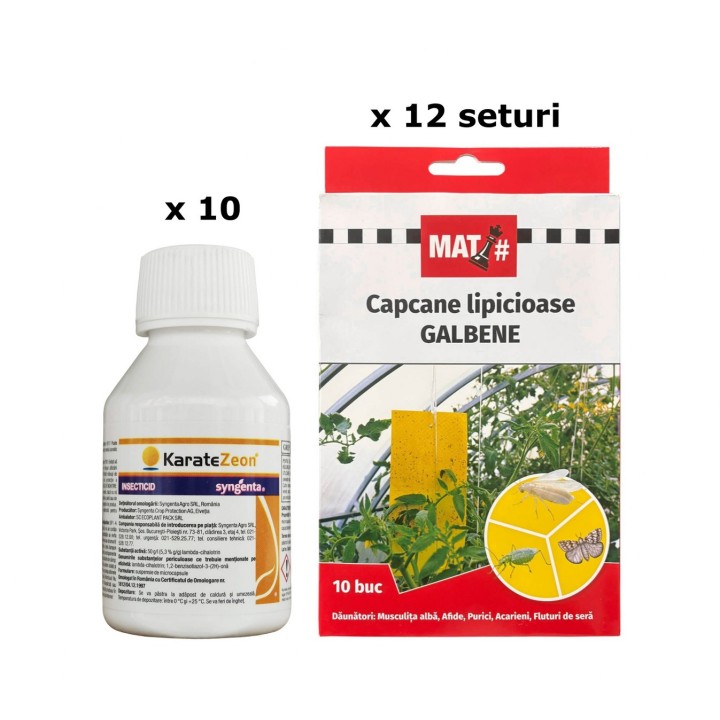Pachet SMART-MIX 327 - KARATE ZEON 100 ml (x 10 buc) + Capcane lipicioase galbene MAT (x 12 seturi)