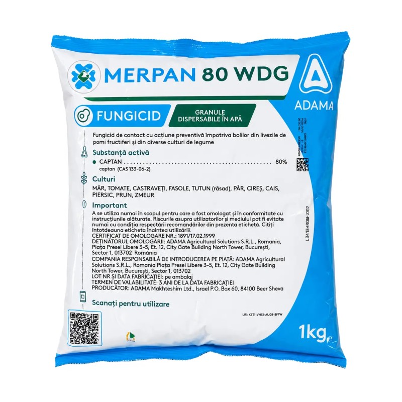 Fungicid MERPAN 80 WDG, Adama, Contact, 1 kg