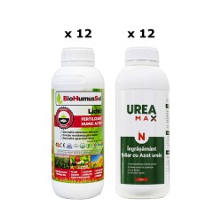 Pachet SMART-MIX 338 - Ingrasamant Organic BIOHUMUSSOL, BHS 1 L (x 12 buc) + Ingrasamant cu azot ureic UREAMAX 1 L (x 12 buc)