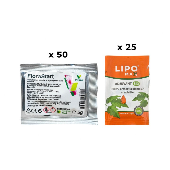 Pachet SMART-MIX 341 - FLORASTART® 5 g ( x 50 buc) + LIPOMAX® 10 ml (x 25 buc)