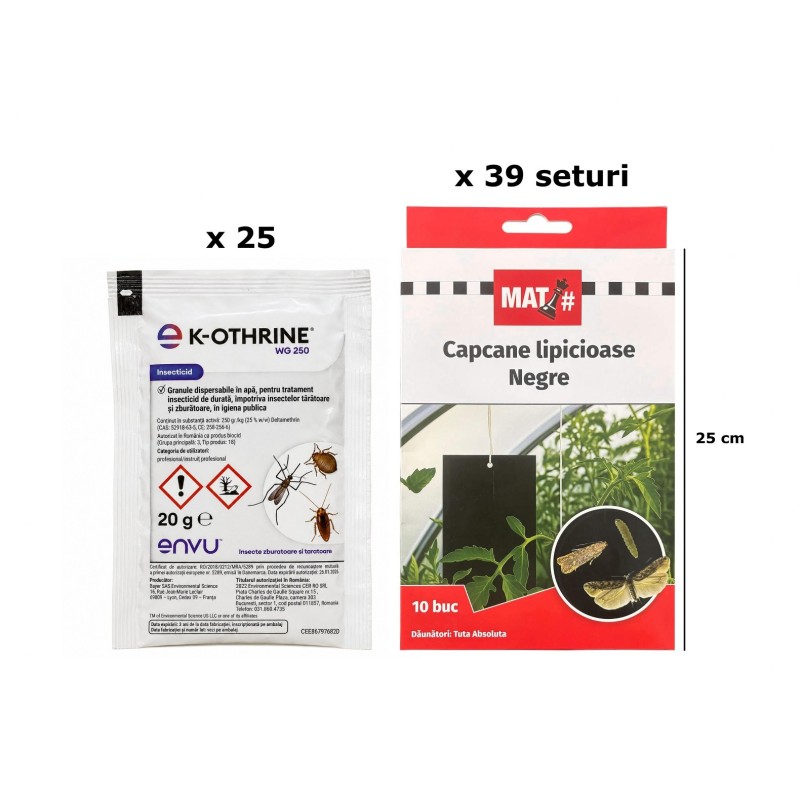 Pachet SMART-MIX 342 - K-OTHRINE WG 250 Envu, 20 g (x 25 buc) + Capcane lipicioase negre MAT (x 39 seturi)