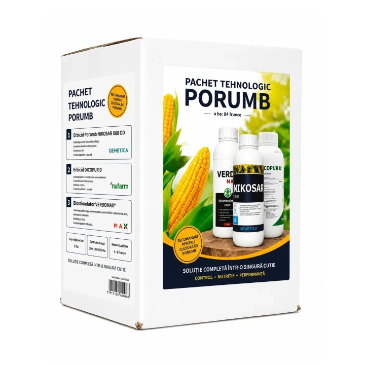 Pachet Porumb 1 ha, 4-6 frunze (Nikosar, Dicopur D, Verdomax)