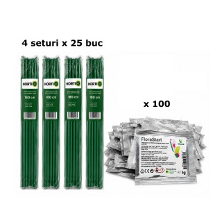 Pachet SMART-MIX 347 - FLORASTART® 5 g ( x 100 buc) + Araci din otel plastificat HORTI A-Z 16 mm x 180 cm (4 seturi x 25 buc)
