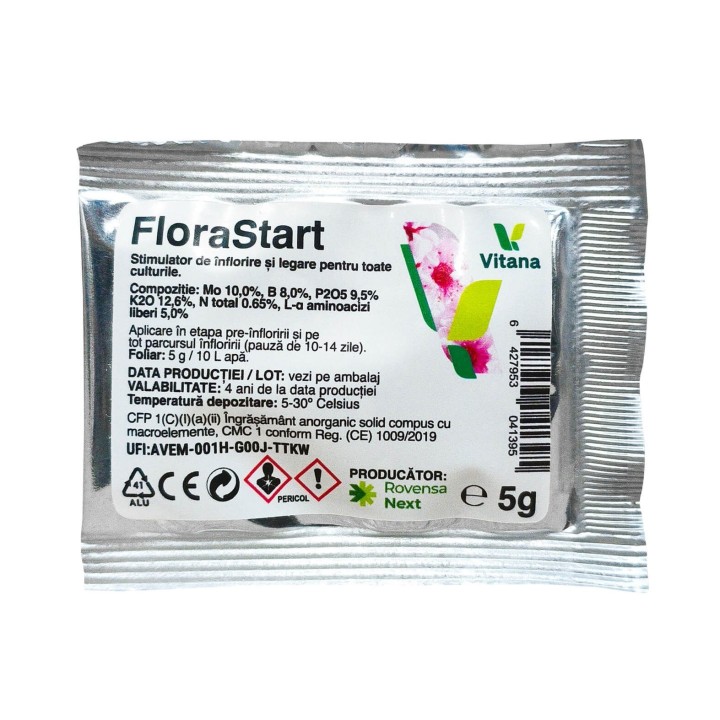 Pachet SMART-MIX 347 - FLORASTART® 5 g ( x 100 buc) + Araci din otel plastificat HORTI A-Z 16 mm x 180 cm (4 seturi x 25 buc)