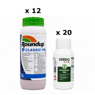 Pachet SMART-MIX 348 - ROUNDUP CLASSIC PRO 1 L (x 12) + Biostimulator VERDOMAX 250 ml (x 20)
