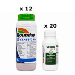 Pachet SMART-MIX 348 - Erbicid total ROUNDUP® CLASSIC PRO, Bayer 1 L (x 12 buc) + Biostimulator VERDOMAX® 250 ml (x 20 buc)