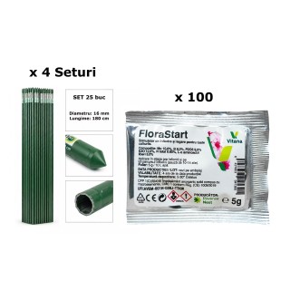 Pachet SMART-MIX 347 - FLORASTART® 5 g ( x 100 buc) + Araci din otel plastificat HORTI A-Z 16 mm x 180 cm (4 seturi x 25 buc)