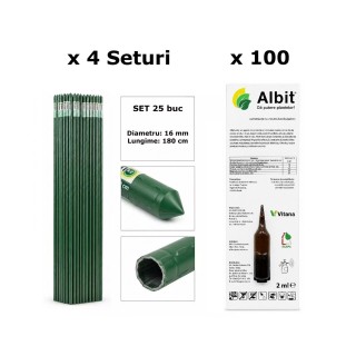 Pachet SMART-MIX 349 - ALBIT® 2 ml ( x 100 buc) + Araci din otel plastificat HORTI A-Z 16 mm x 180 cm (4 seturi x 25 buc)