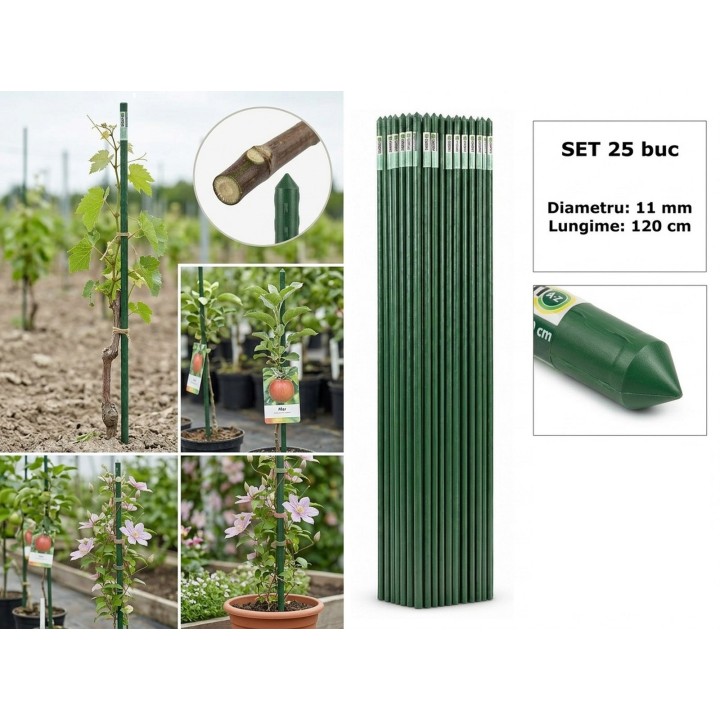Araci din otel plastificat, HORTI A-Z, 11 mm x 120 cm - set 25 buc