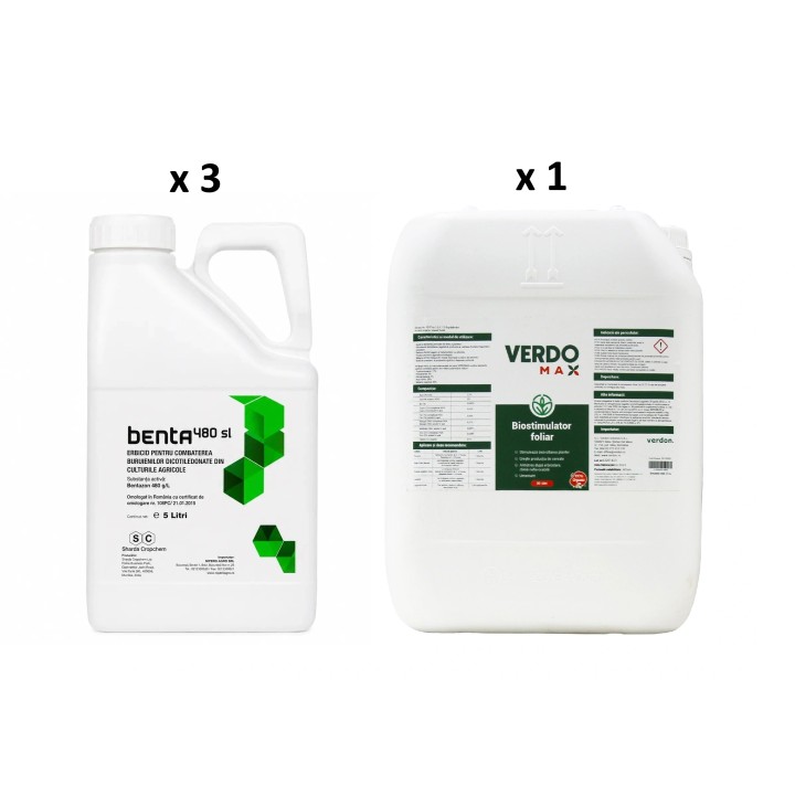 Pachet SMART-MIX 352 - Erbicid BENTA 5 L (x 6 buc) + Biostimulator VERDOMAX® 20 Litri (x 1 buc), Suprafata 10 ha