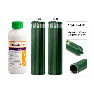 Pachet SMART-MIX 354 - Insecticid KARATE ZEON 1 Litru + Araci din otel plastificat HORTI A-Z 16 mm x 180 cm (2 seturi x 25 buc)