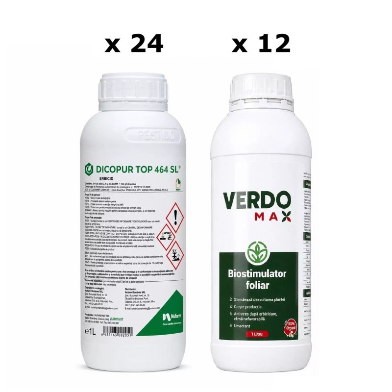 Pachet SMART-MIX 272 - DICOPUR TOP 464 SL 1 L (x 24 buc) + Biostimulator VERDOMAX 1 L (x 12 buc)
