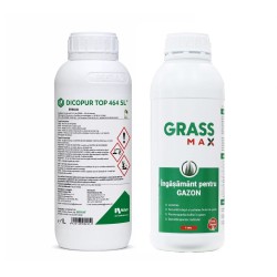 Pachet SMART-MIX 362 - Erbicid DICOPUR TOP 464 SL, Nufarm, 1 Litru + Ingrasamant Gazon GRASSMAX 1 Litru, Pachet pentru gazon
