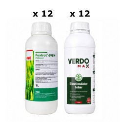 Pachet SMART-MIX 122 - Erbicid FOXTROT® 69 EW, FMC 1 L (x 12 buc) + Biostimulator VERDOMAX® 1 L (x 12 buc)