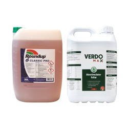 Pachet SMART-MIX 367 - Erbicid total ROUNDUP® CLASSIC PRO, Bayer 20 Litri + Biostimulator VERDOMAX® 5 Litri