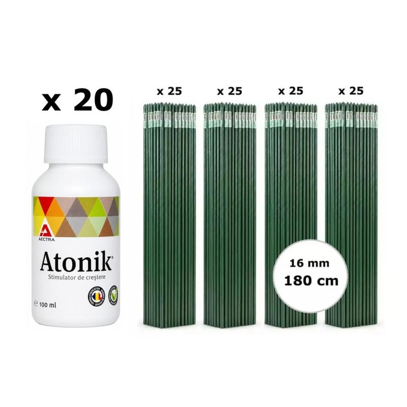 Pachet SMART-MIX 375 - ATONIK 100 ml (x 20 buc) + Araci otel plastifiat HORTI A-Z 16 mm x 180 cm (4 x 25 buc)
