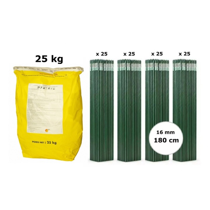 Pachet SMART-MIX 380 - Fungicid MICROTHIOL SPECIAL 25 kg + Araci HORTI A-Z 16 mm x 180 cm (4 x 25 buc)