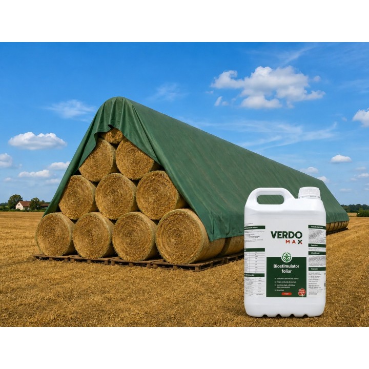 Pachet SMART-MIX 382 - Prelata acoperire baloti BALE GUARD 9,8 x 12,5 m + Biostimulator VERDOMAX 5 Litri