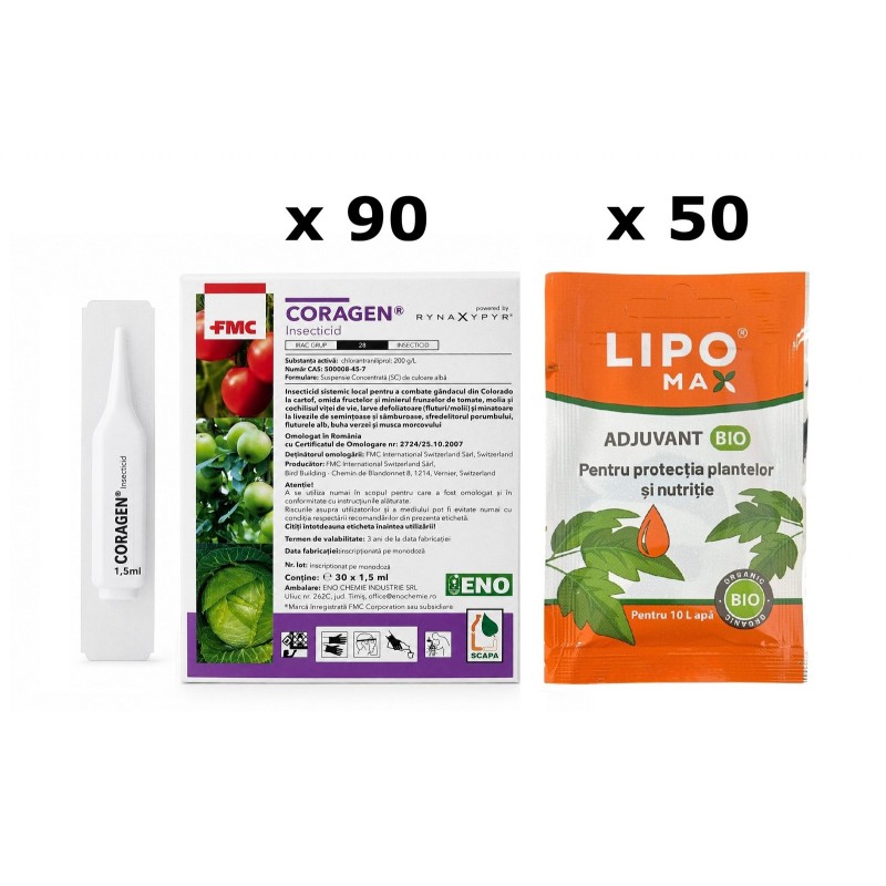 Pachet SMART-MIX 392 - CORAGEN®, FMC - 1,5 ml (x 90 buc) + Adjuvant LIPOMAX® 10 ml (x 50 buc)