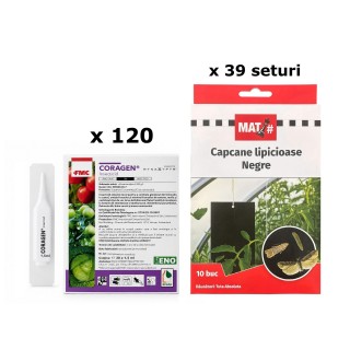 Pachet SMART-MIX 393 - Insecticid CORAGEN®, FMC - 1,5 ml (x 120 buc) + Capcane lipicioase negre MAT (x 39 seturi)