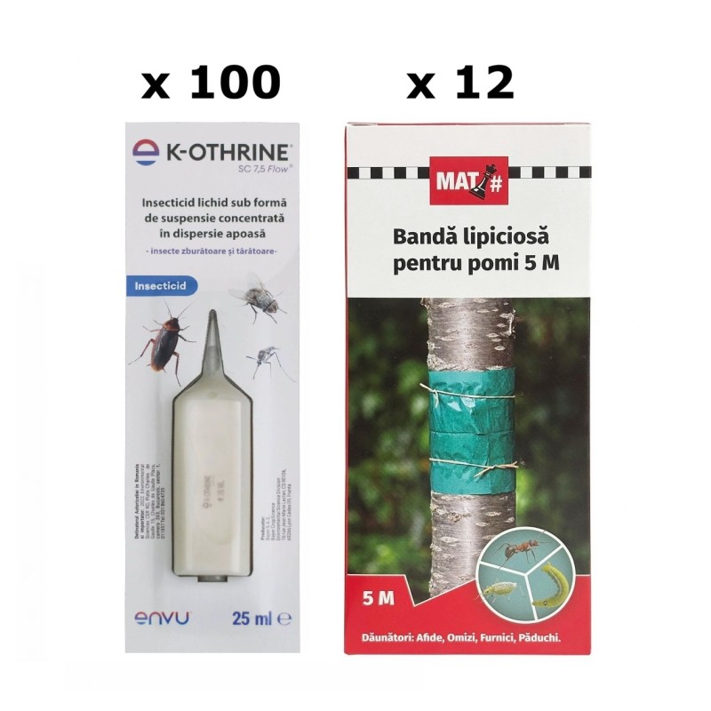 Pachet SMART-MIX 399 - K-OTHRINE SC 7,5 Flow (x 100 buc) + Banda lipicioasa pomi 14 cm x 5 m MAT (x 12 buc)