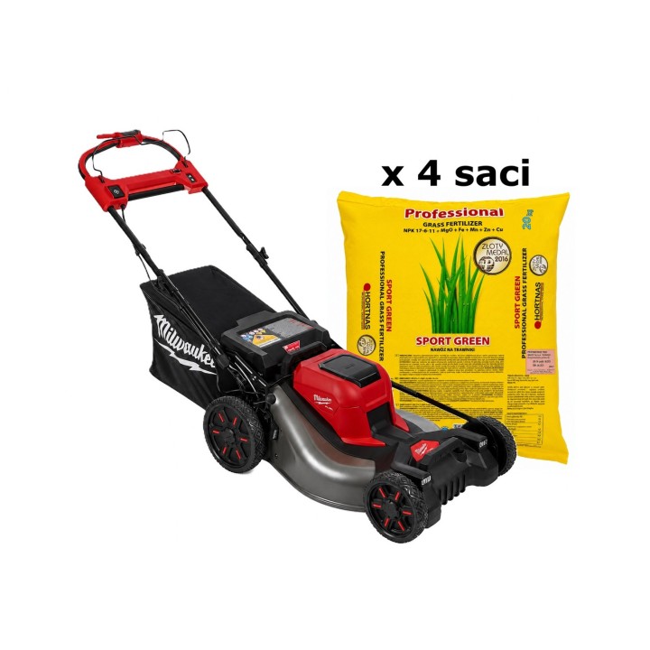Pachet SMART-MIX 405 - Masina tuns gazon Milwaukee M18 F2LM53-0 + Ingrasamant Gazon SPORT GREEN Spring & Summer 20 kg (x 4 buc)